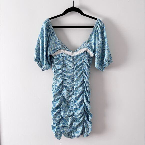 For Love And Lemons Blue Floral Mini Dress - Picture 4 of 7
